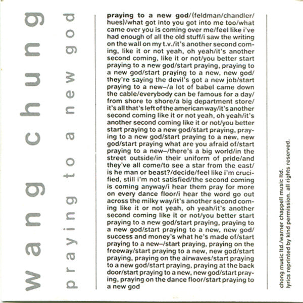 Wang Chung : Praying To A New God (CD, Mini, Single)