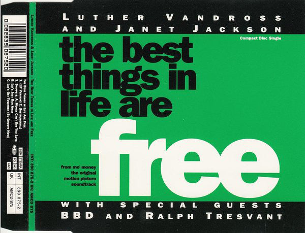 Luther Vandross And Janet Jackson With Special Guests Bell Biv Devoe And Ralph Tresvant : The Best Things In Life Are Free (CD, Single)
