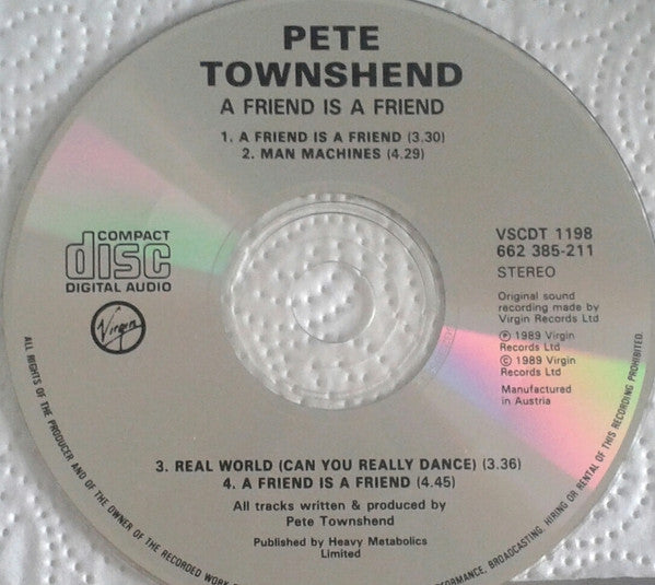 Pete Townshend : A Friend Is A Friend (CD, Maxi)