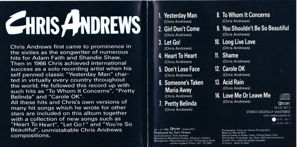 Chris Andrews (3) : Heart To Heart - All The Hits And More (CD, Album, RM)