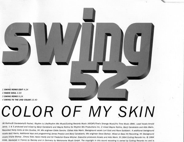 Swing 52 : Color Of My Skin (CD, Single)