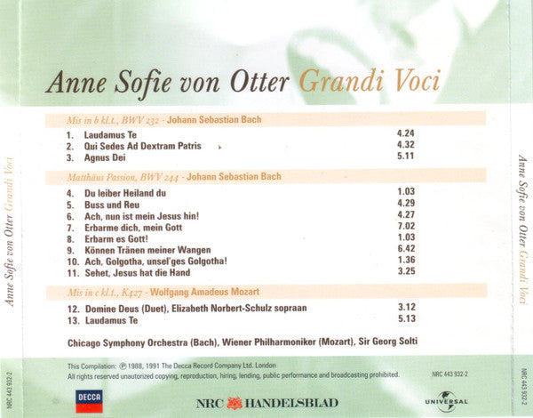 Anne Sofie Von Otter : Aria's Van Bach En Mozart (CD, Album, RE)