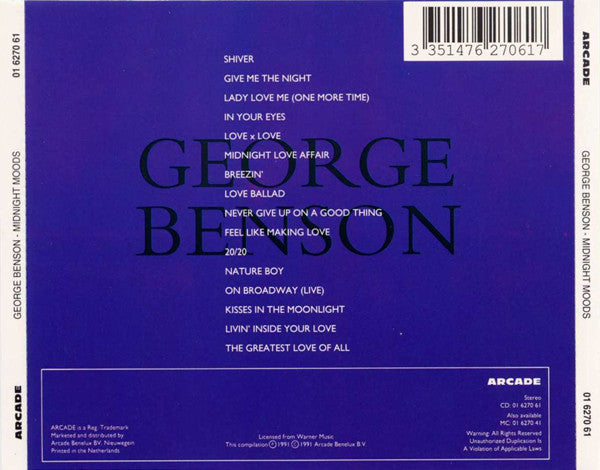 George Benson : Midnight Moods (CD, Comp)