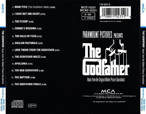 Nino Rota : The Godfather - Music From The Original Motion Picture Soundtrack (CD, Album, RE)