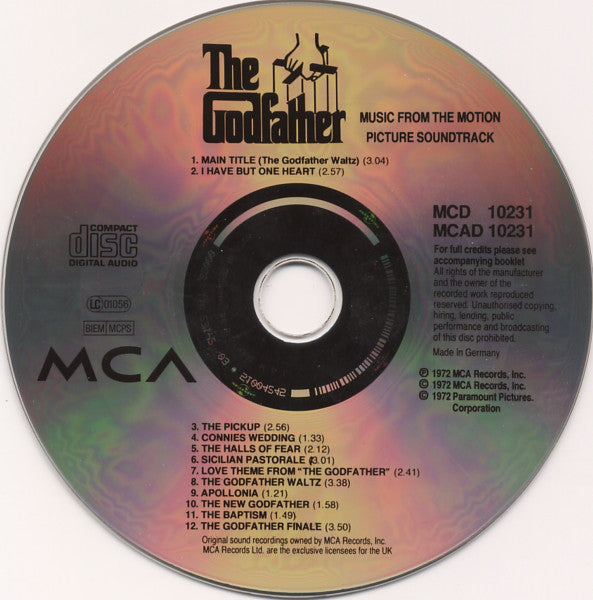 Nino Rota : The Godfather - Music From The Original Motion Picture Soundtrack (CD, Album, RE)