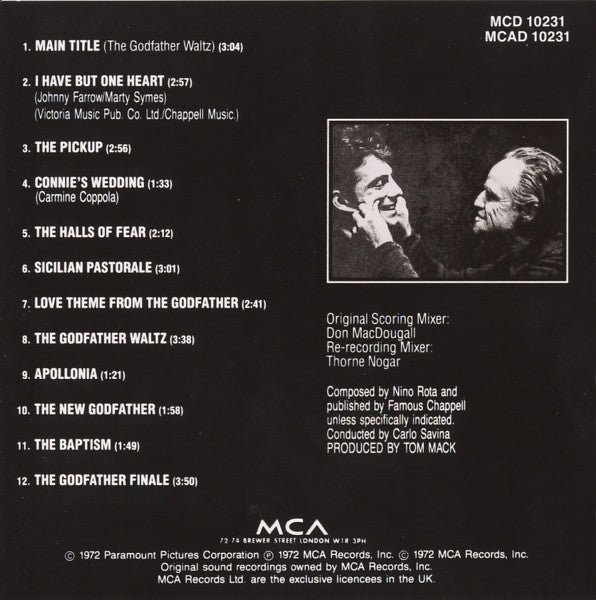 Nino Rota : The Godfather - Music From The Original Motion Picture Soundtrack (CD, Album, RE)