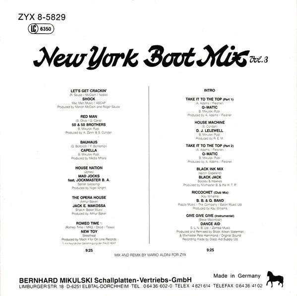 Various : New York Boot Mix Vol. 3 (CD, Mini, Maxi, Mixed)