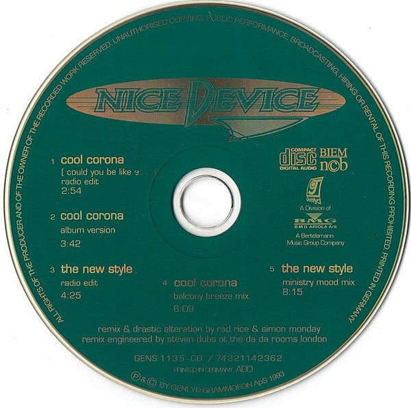 Nice Device : Cool Corona (Could You Be Like E....) / The New Style (CD, Maxi)