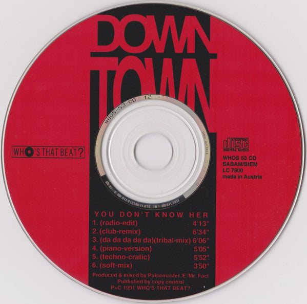 Down Town : You Don't Know Her (CD, Maxi)