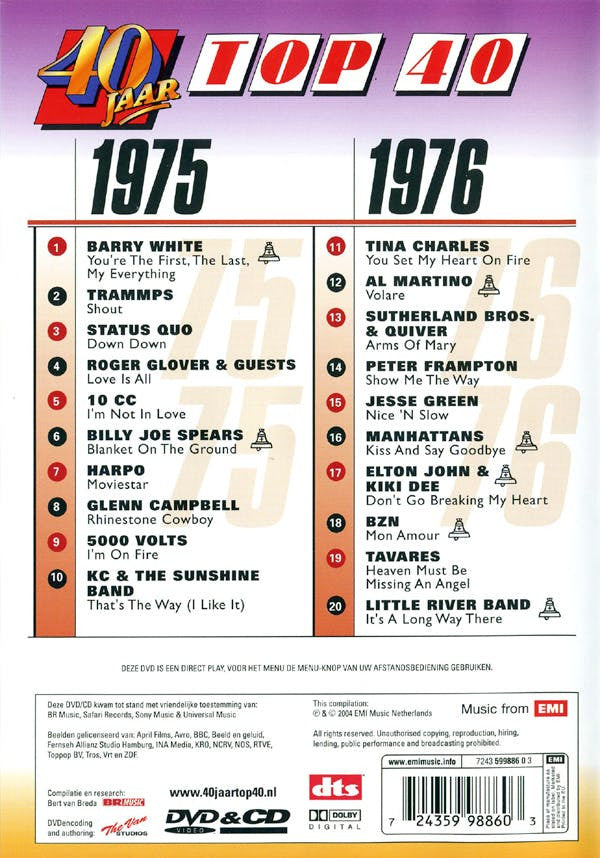 Various : 40 Jaar Top 40 - 1975-1976 (CD, Comp + DVD-V, Comp, PAL)