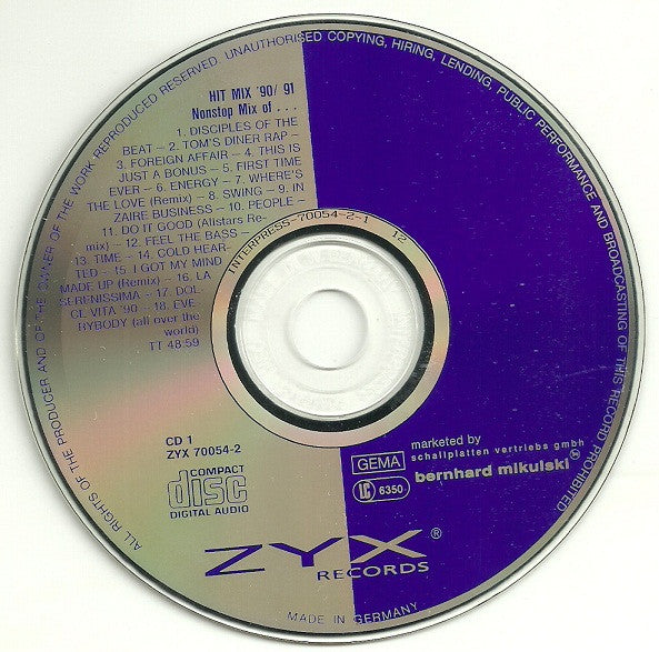 Various : Hit Mix '90/91 (2xCD, Comp, Mixed, Blu)