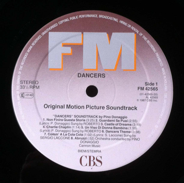 Pino Donaggio : Mikail Baryshnikov - Dancers (Original Motion Picture Soundtrack) (LP, Album)