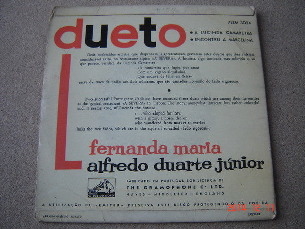 Fernanda Maria, Alfredo Duarte Jr. : Dueto (7", EP)