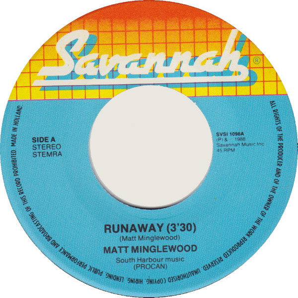 Matt Minglewood : Runaway (7", Single)