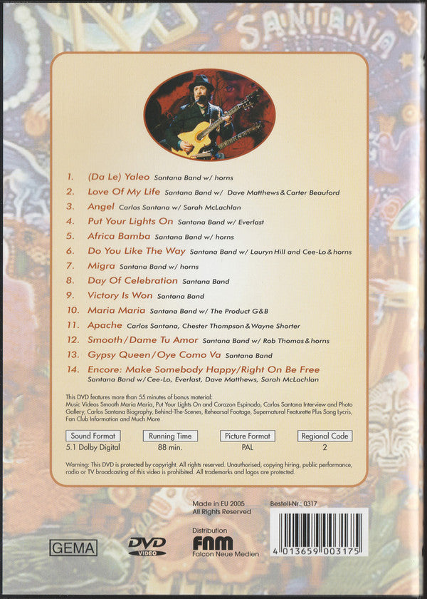 Santana : In Concert (DVD-V, RE, Multichannel, PAL, Bon)