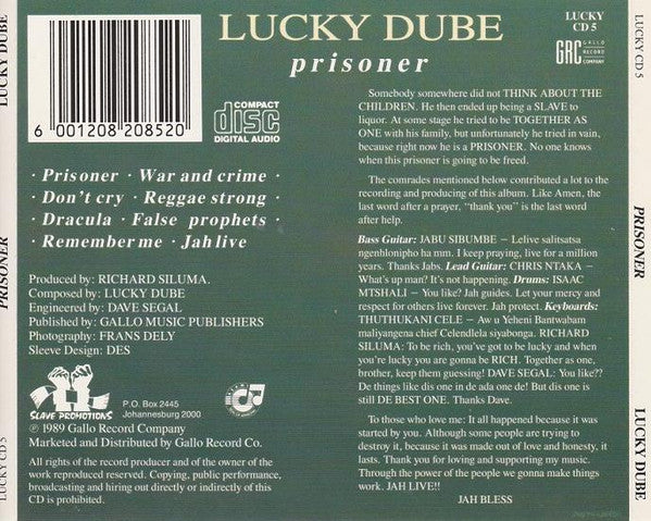 Lucky Dube : Prisoner (CD, Album)
