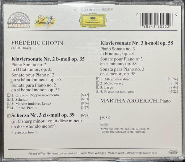 Frédéric Chopin, Martha Argerich : Klaviersonaten Nr. 2 & 3 / Scherzo Nr. 3 cis-moll (CD, Comp, RM)