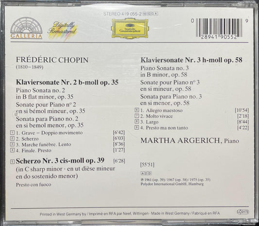Frédéric Chopin, Martha Argerich : Klaviersonaten Nr. 2 & 3 / Scherzo Nr. 3 cis-moll (CD, Comp, RM)