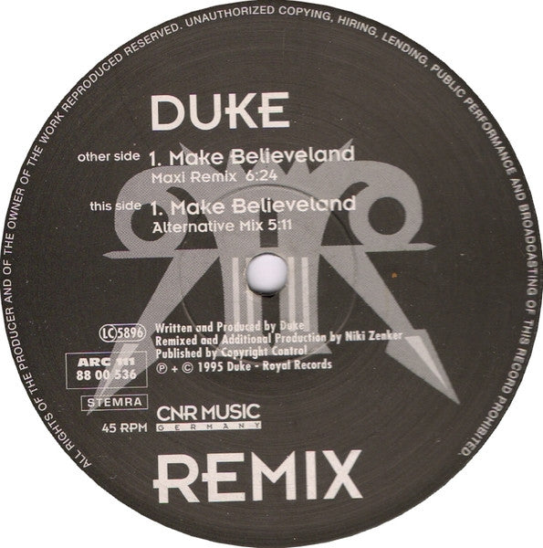 Duke : Make Believeland (Remix) (12")