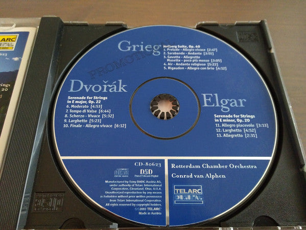 Edvard Grieg, Antonín Dvořák, Sir Edward Elgar - Rotterdam Chamber Orchestra, Conrad van Alphen : Holberg Suite, Op. 40 - Serenade For Strings, Op. 22 - Serenade For Strings, Op. 20 (CD, Promo)