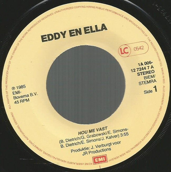 Eddy En Ella : Hou Me Vast (7", Single)