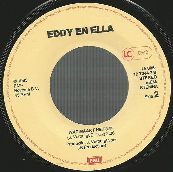 Eddy En Ella : Hou Me Vast (7", Single)