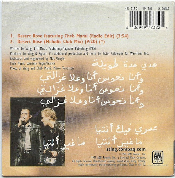 Sting Featuring Cheb Mami : Desert Rose (CD, Single)