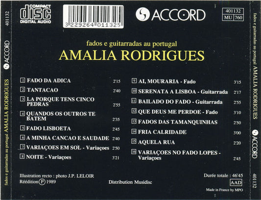 Amália Rodrigues : Fados E Guitarrados Au Portugal (CD, Comp, RE)