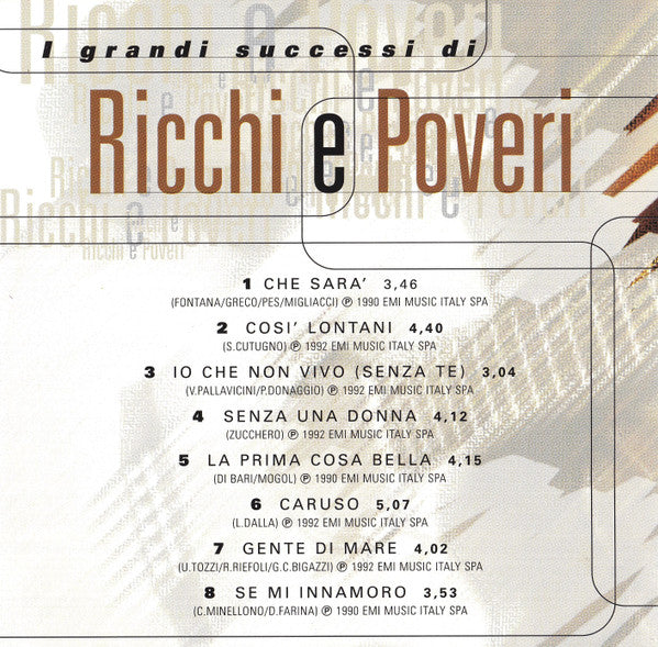 Ricchi E Poveri : I Grandi Successi Di Ricchi E Poveri (CD, Comp)