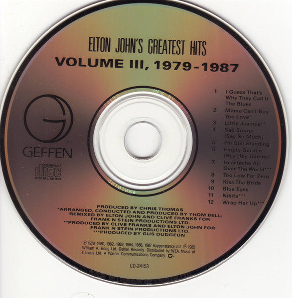 Elton John : Greatest Hits Volume III 1979-1987 (CD, Comp, RE)