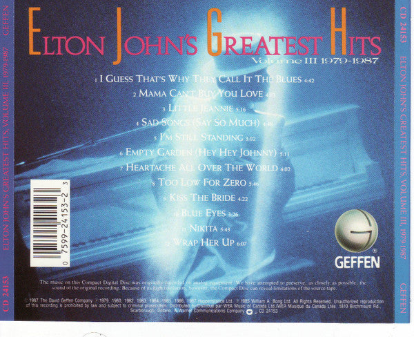 Elton John : Greatest Hits Volume III 1979-1987 (CD, Comp, RE)