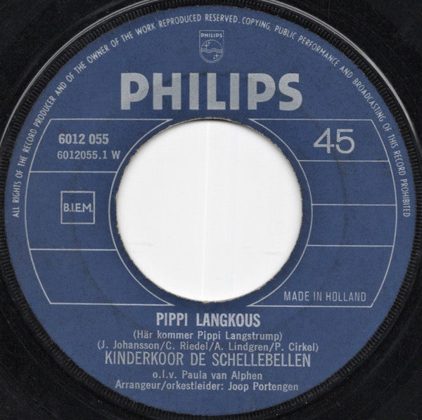 De Schellebellen o.l.v. Paula van Alphen : Pippi Langkous (7", Single)