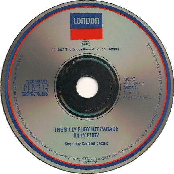 Billy Fury : The Billy Fury Hit Parade (CD, Comp, Mono)