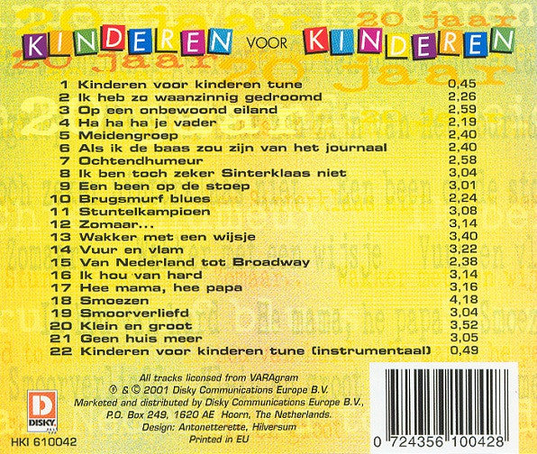 Kinderen Voor Kinderen : 20 Jaar, De Grootste Hits! (CD, Comp)
