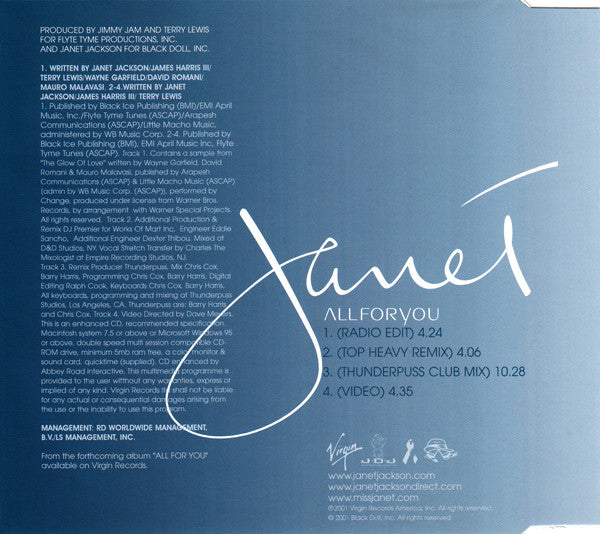 Janet Jackson : All For You (CD, Single, Enh)