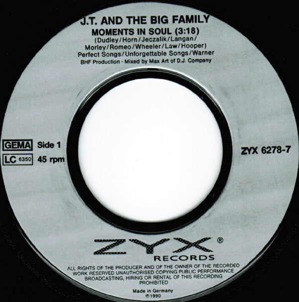 J.T. And The Big Family : Moments In Soul (7")