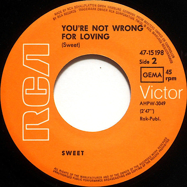 The Sweet : Funny, Funny (7", Single, RP)