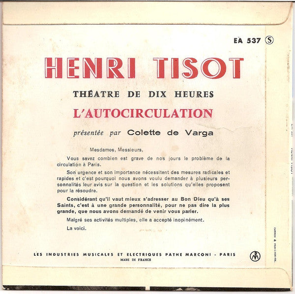 Henri Tisot : L'autocirculation (7", EP)