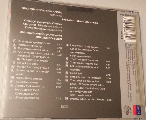 Georg Friedrich Händel, Chicago Symphony Orchestra & Chicago Symphony Chorus, Georg Solti : Messiah - Great Choruses (CD, Album)