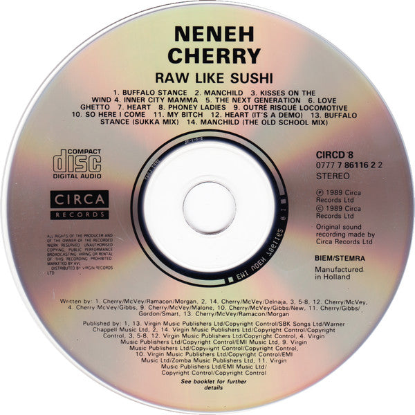 Neneh Cherry : Raw Like Sushi (CD, Album, RE, RP)