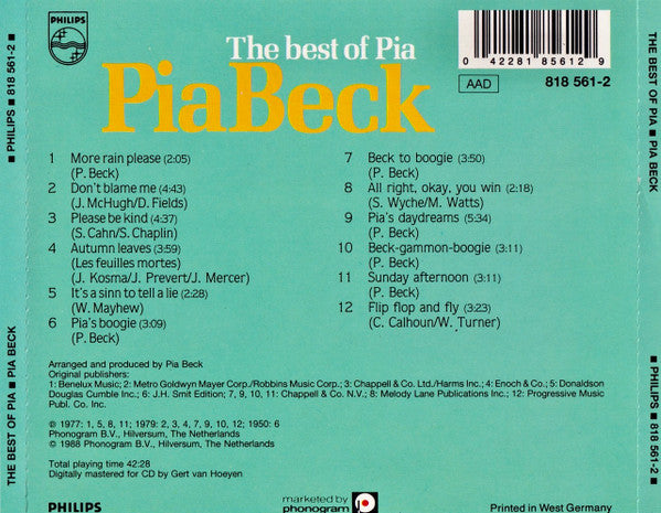 Pia Beck : The Best Of Pia (CD, Comp)