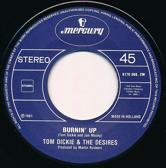 Tom Dickie & The Desires : Competition / Burnin' Up (7", Single)