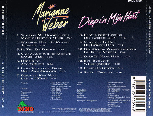 Marianne Weber : Diep In Mijn Hart (CD, Album)