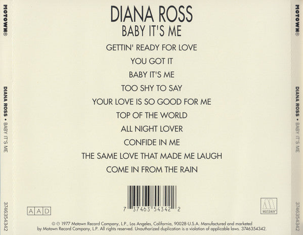 Diana Ross : Baby It's Me (CD, Album, RE)