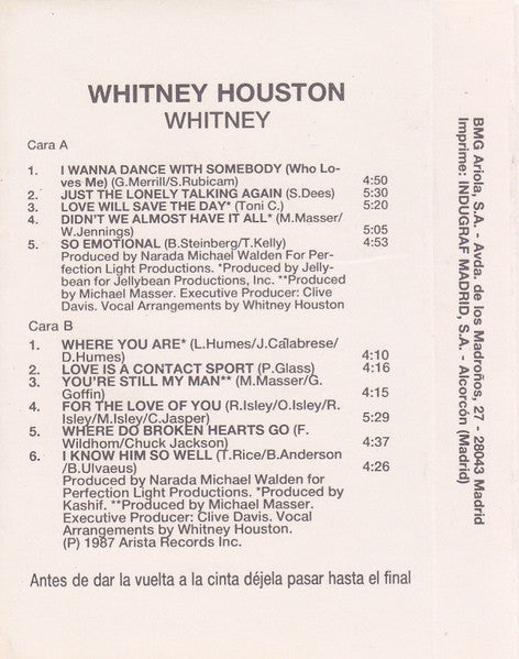 Whitney Houston : Whitney (Cass, Album)