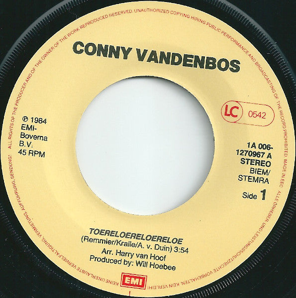 Conny Vandenbos : Toereloereloereloe (7", Single)