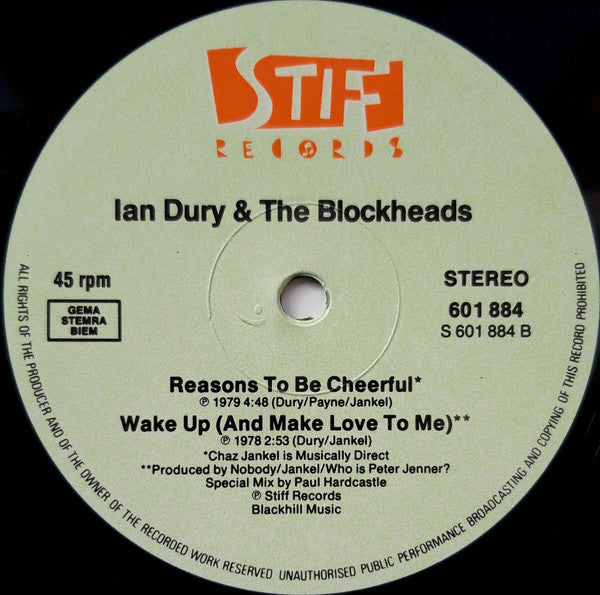 Ian Dury And The Blockheads : Hit Me With Your Rhythm Stick (Remixed By Paul Hardcastle) (12")