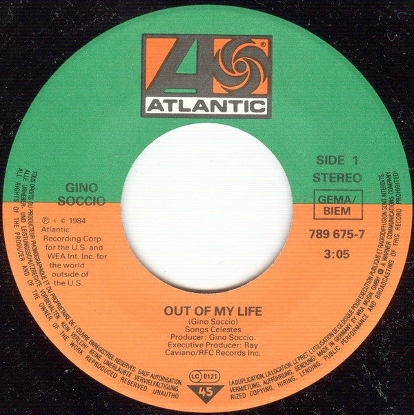 Gino Soccio : She's Gone Out Of My Life (7", Single)