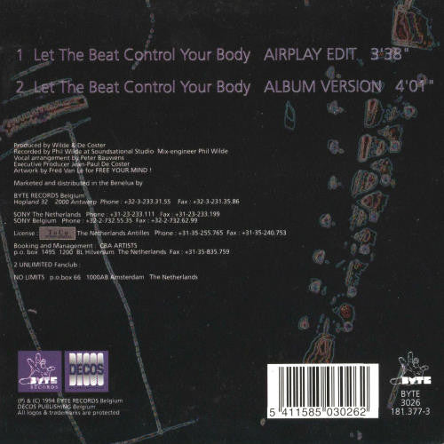 2 Unlimited : Let The Beat Control Your Body (CD, Single)