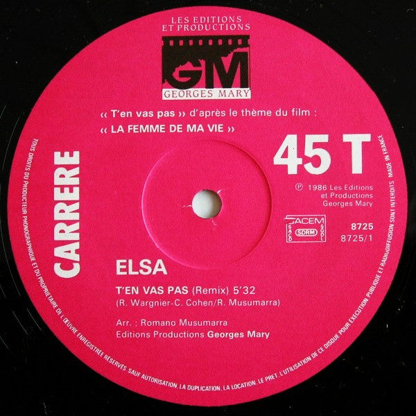 Elsa (2) : T'en Va Pas (Remix) (12", Maxi)